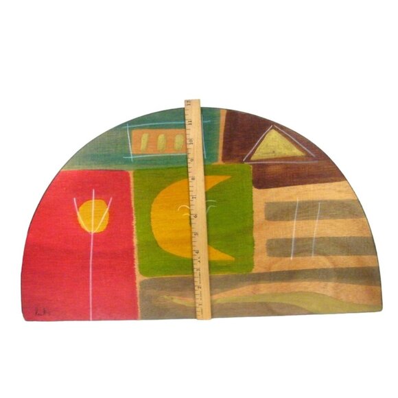 Kakadu Hand Painted Half Circle Wood Wall Art Signed 20 x11 in Design Decor READ - Picture 2 of 12